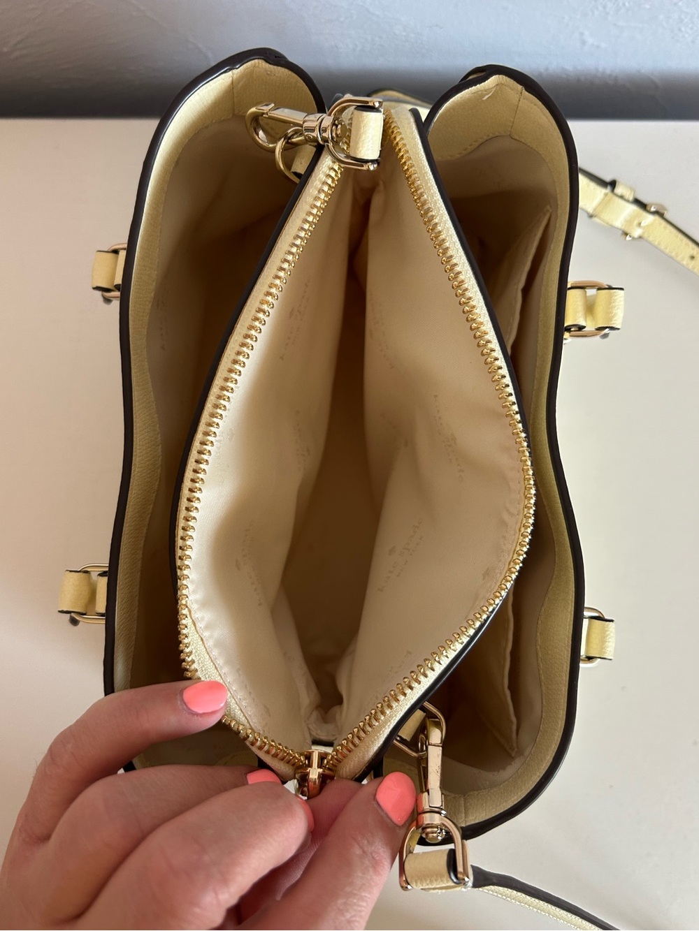 Thompson Street Small Satchel Bag & Medium Bifold Wallet in Lemon Fondant - Picture 6 of 9